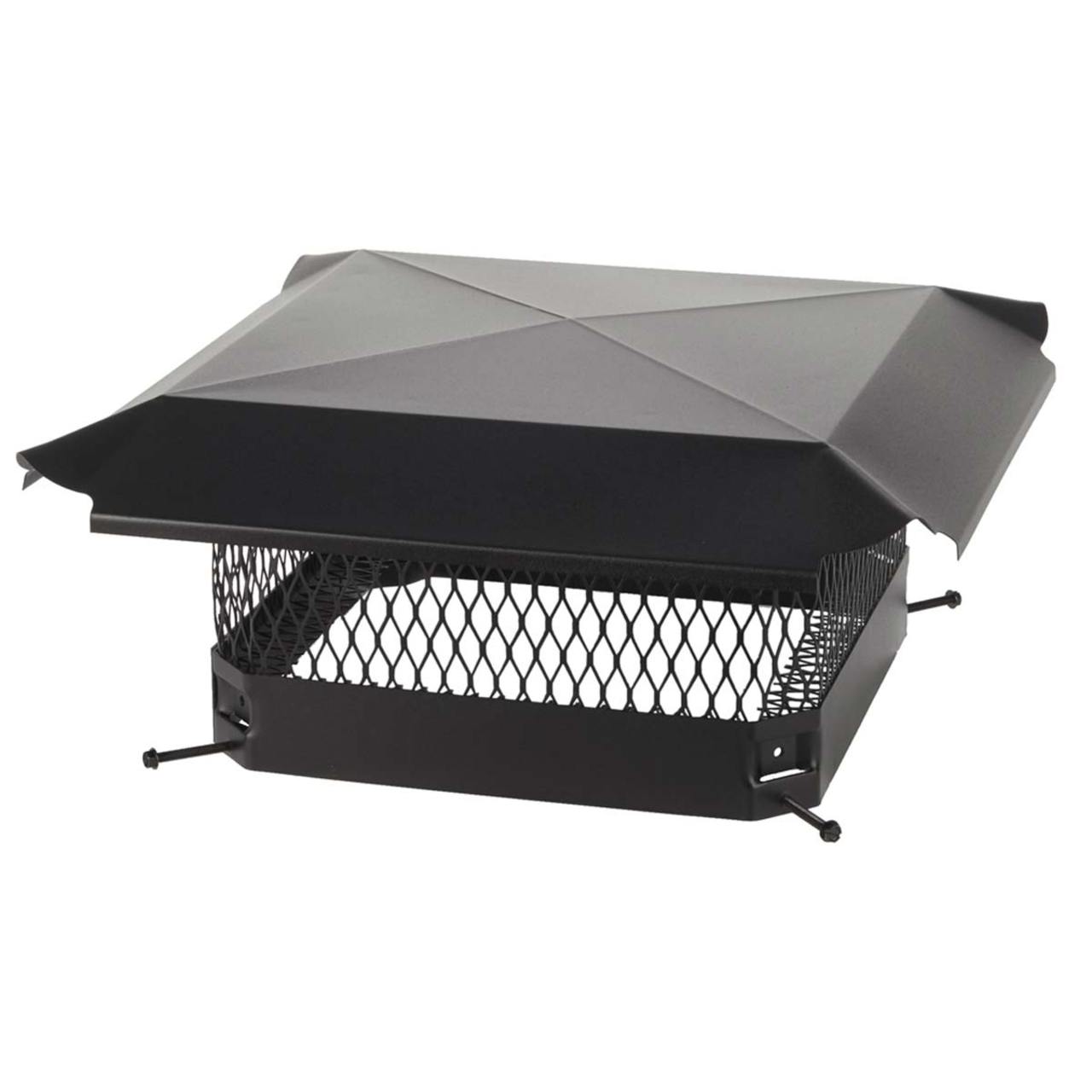 13" x 13" Black Galvanized Single Flue Chimney Cap-5/8" Mesh
