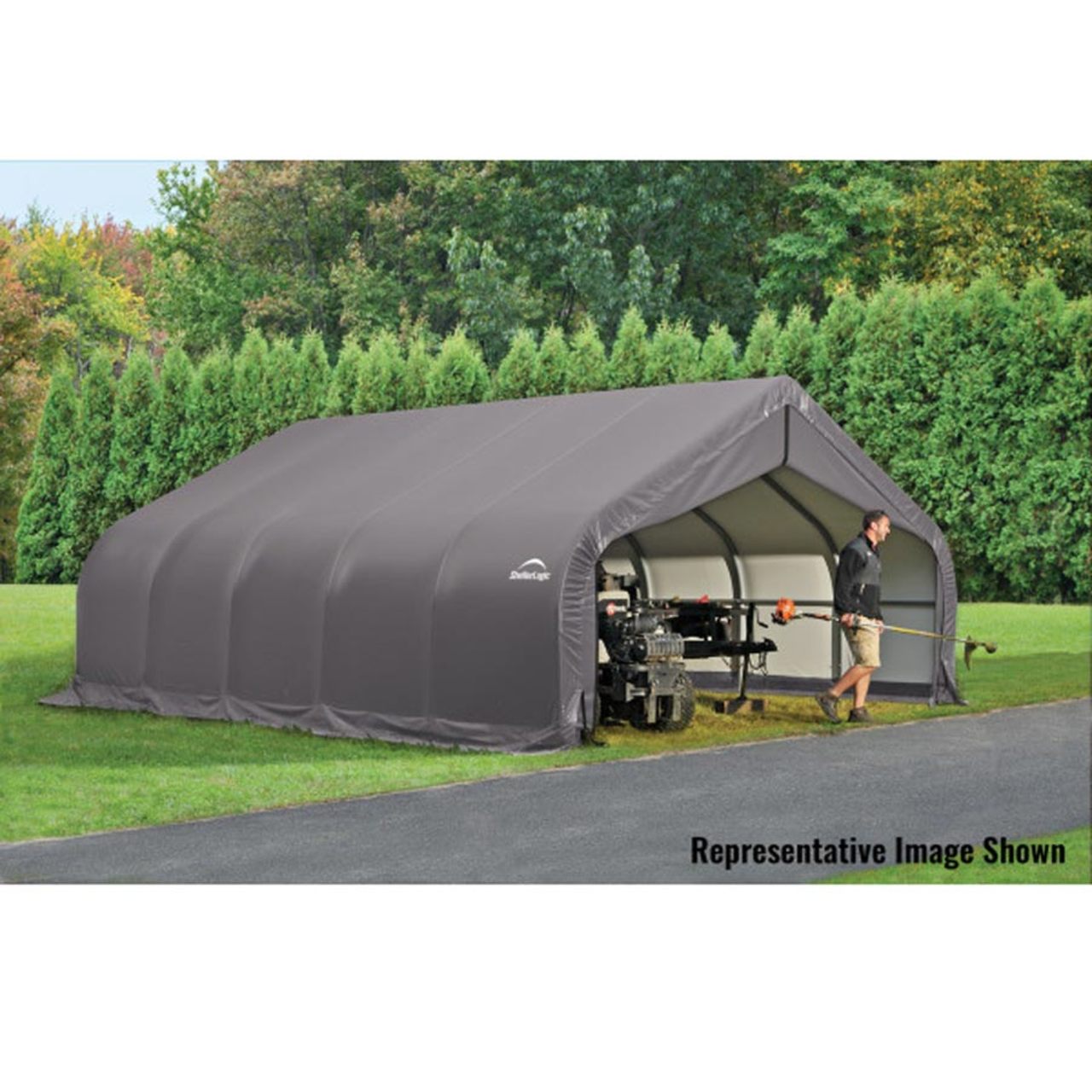 ShelterCoat 18' x 28' Garage With 11.5' Peak Roof - Gray