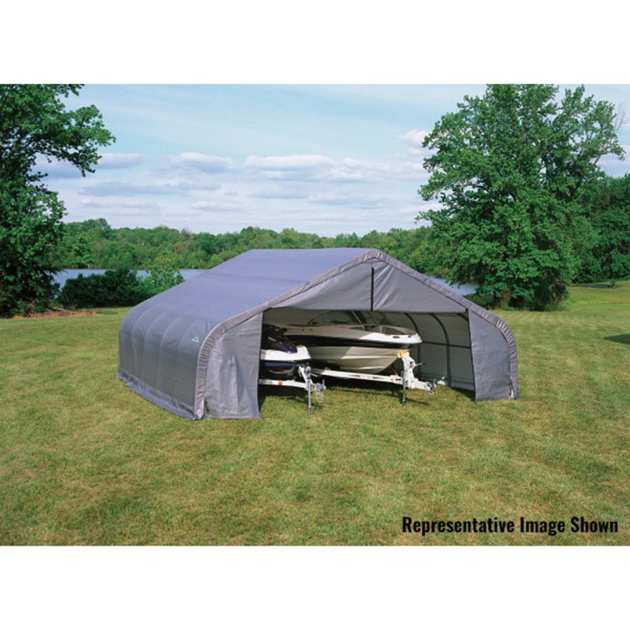 ShelterCoat 22' x 28' Garage With Peak Roof - Gray