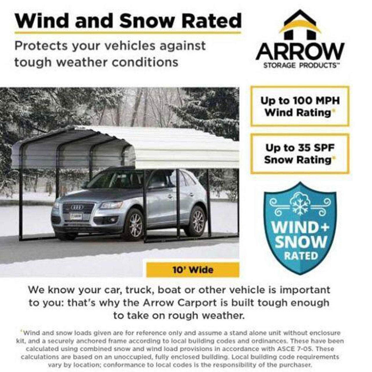 Arrow Carport 10' x 20' x 7 Ft. - Eggshell