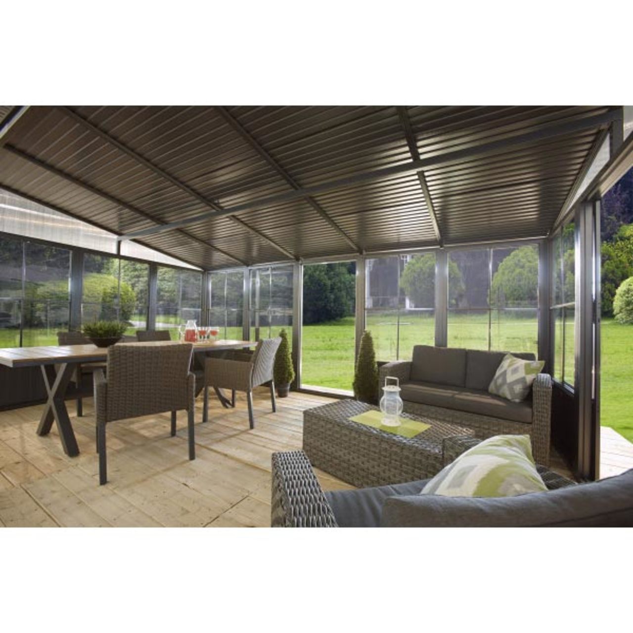Charleston 10' x 16' Wall Mounted Solarium - Gray