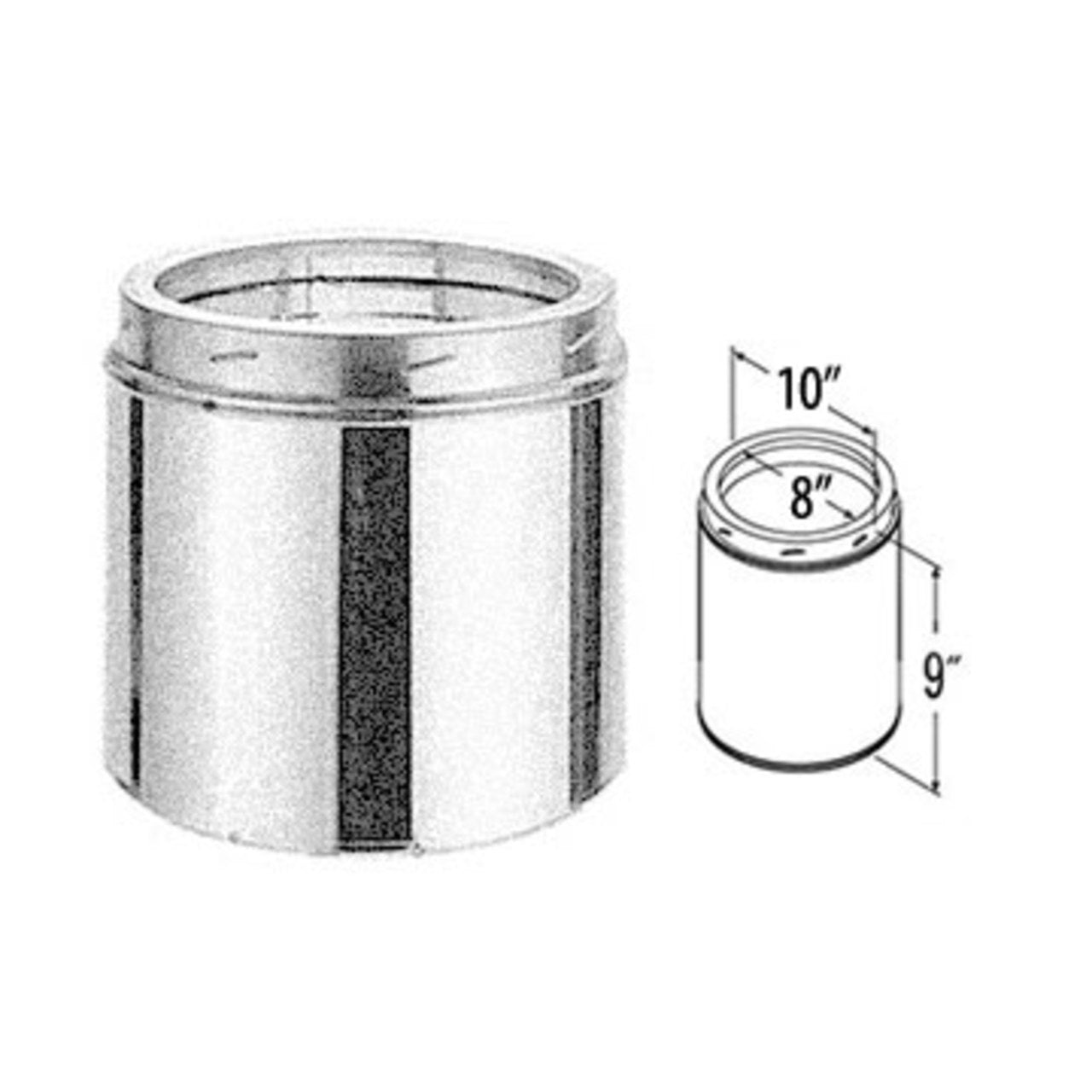 8" x 9" DuraTech Galvanized Chimney Pipe - 8DT-09