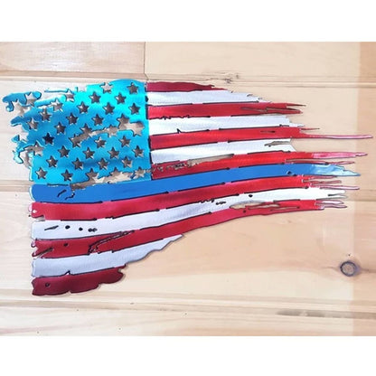 36" Decorative Metal Art - Customizable Tattered Flag