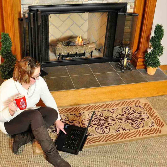 56" Rectangle Cocoa Art Deco Fireplace Rug