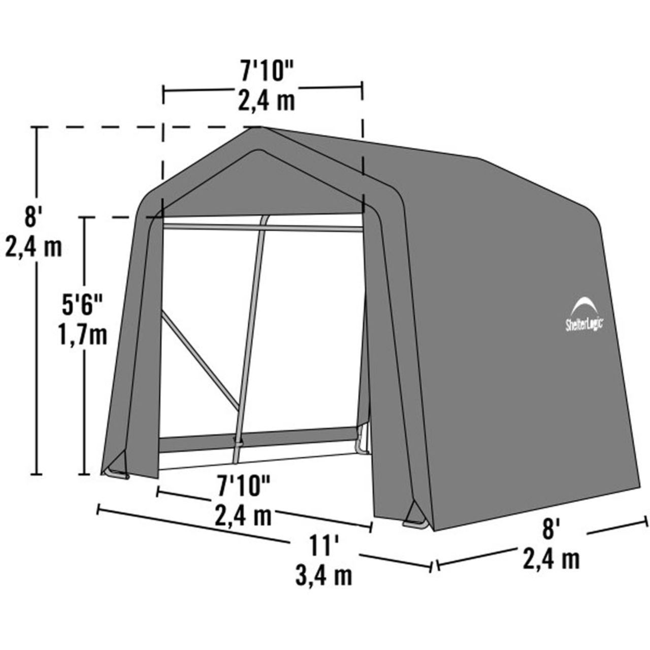 ShelterCoat 10' x  8' Garage With Peak Roof - Green