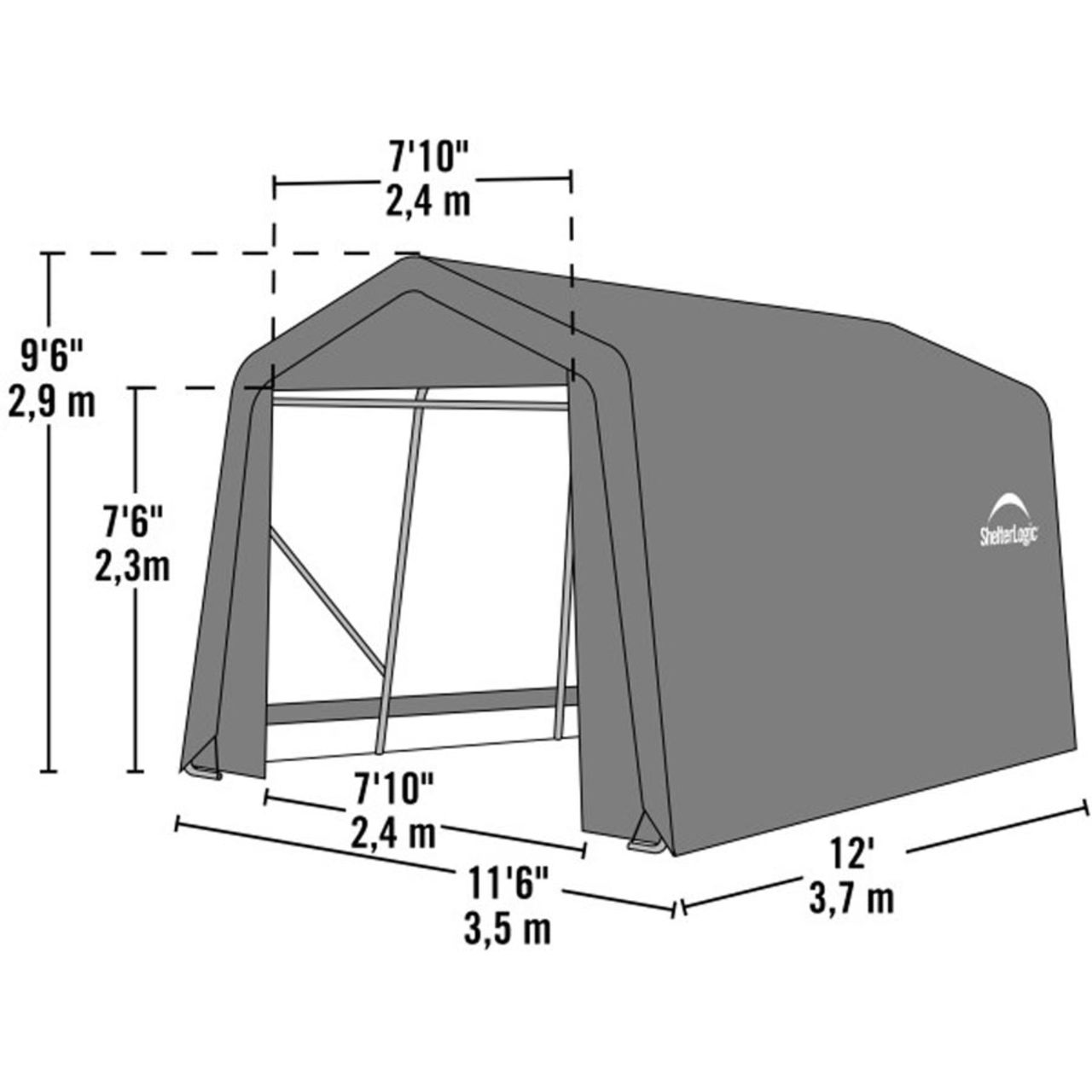 ShelterCoat 11' x 12' Garage With Peak Roof - Green