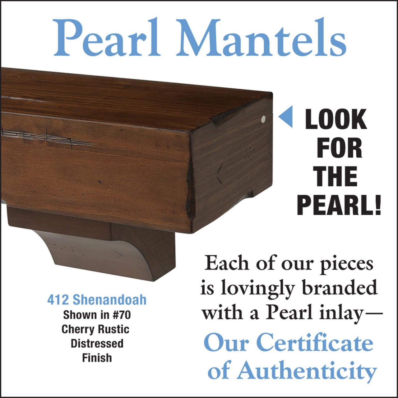 72" Shenandoah Fireplace Shelf by Pearl Mantels - Cherry Distressed Finish