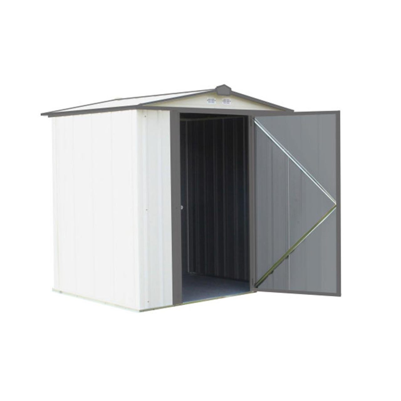 EZEE Low Gable - Galvanized Steel 6' x 5' Storage Shed - Cream/Charcoal