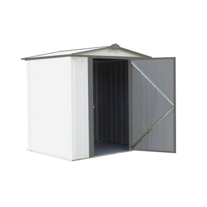 EZEE Low Gable - Galvanized Steel 6 x 5 Storage Shed - Cream/Charcoal