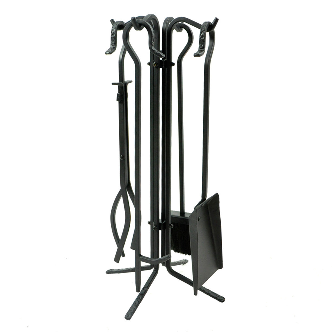 5 Piece Black Wrought Iron Tool Set with Crook Handles - F-T18070BK