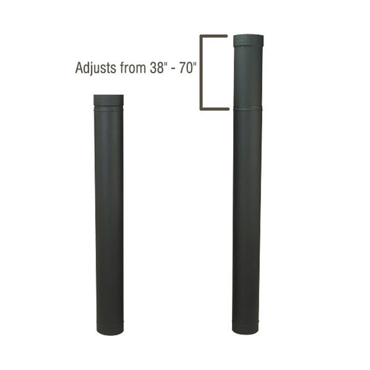 HeatFab 6'' HeatFab 38'' to 70'' Adjustable Black Stovepipe