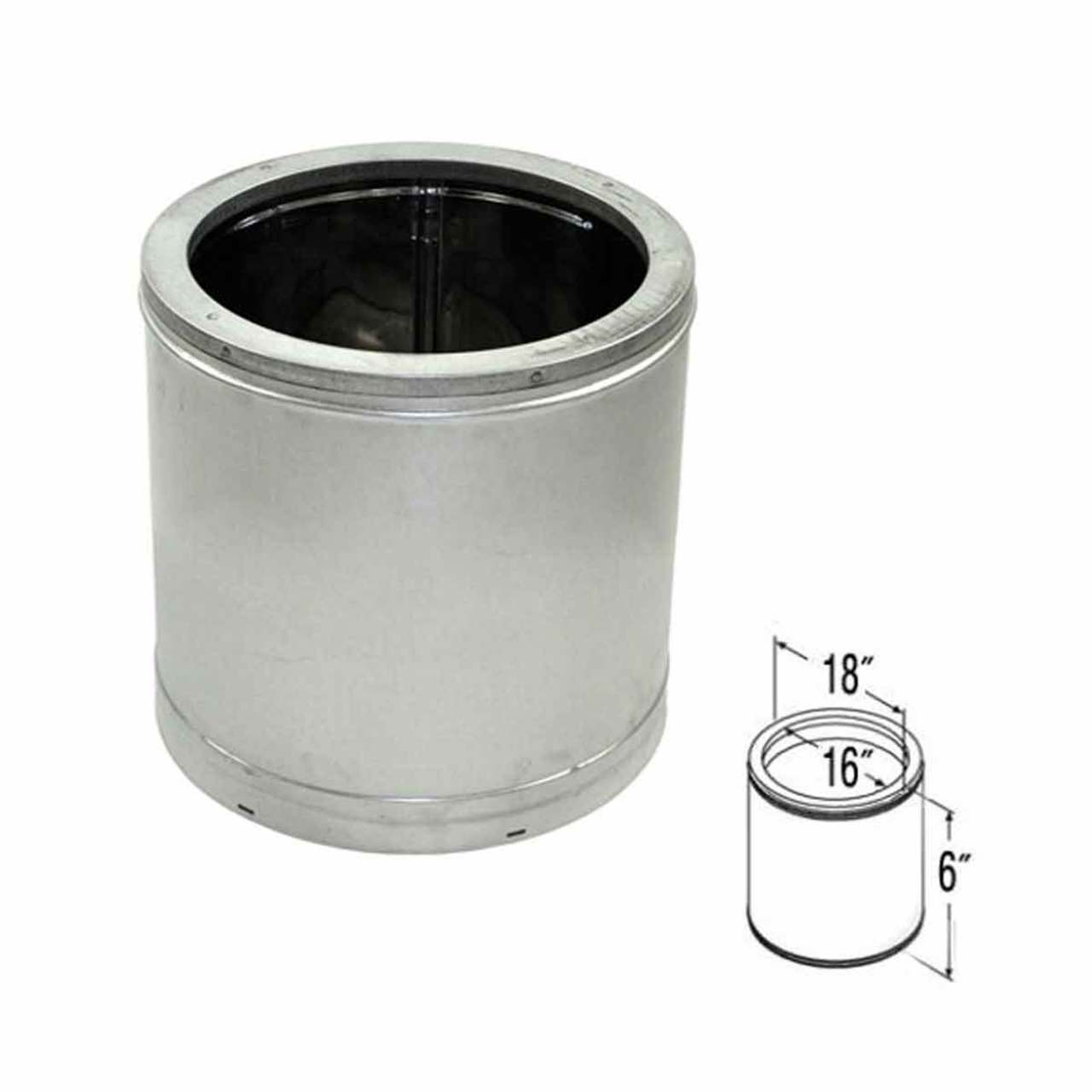 16" x 6" DuraTech Galvanized Chimney Pipe - 16DT-06