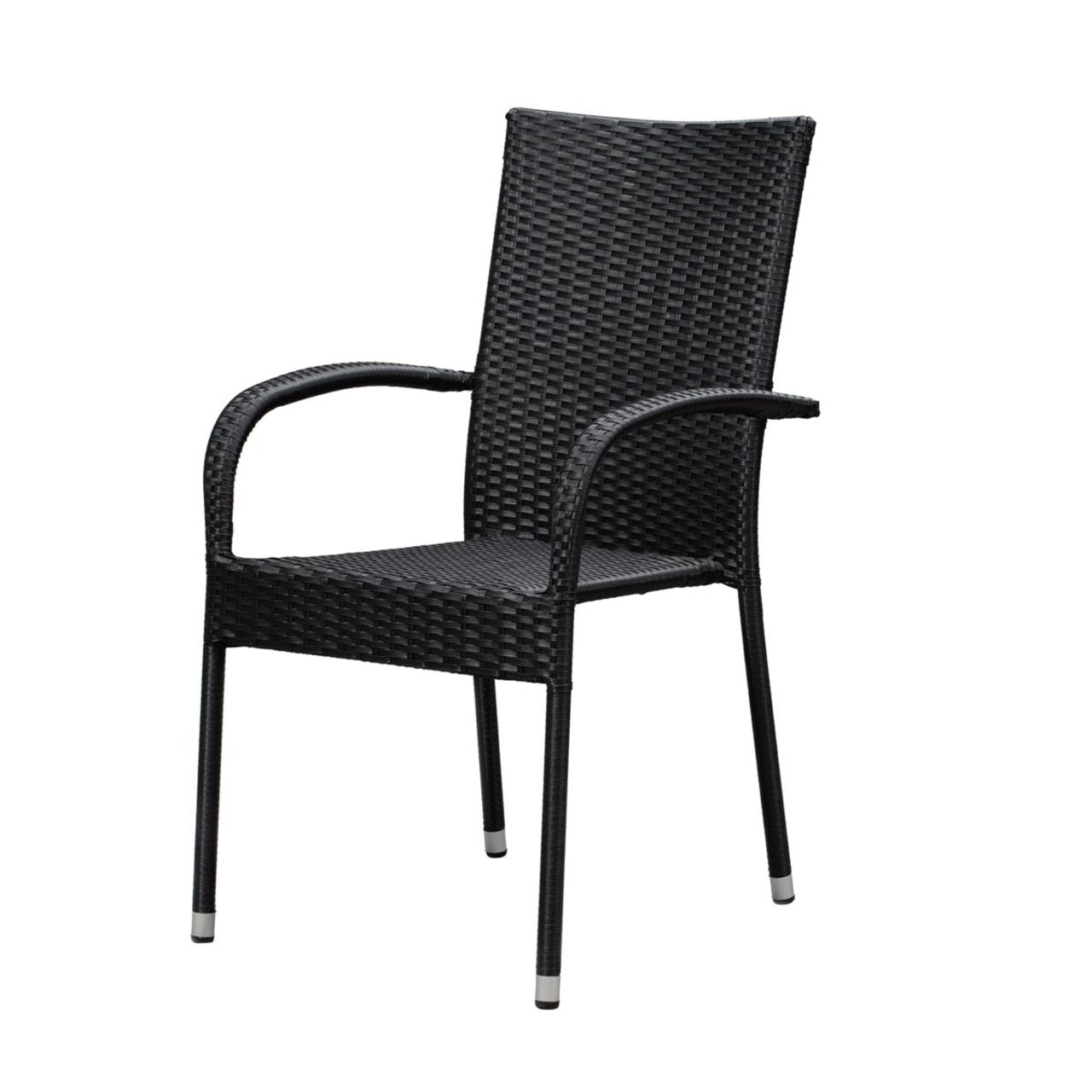 Set of 4 Outdoor Wicker Chairs - Black