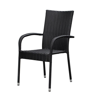 Set of 4 Outdoor Wicker Chairs - Black