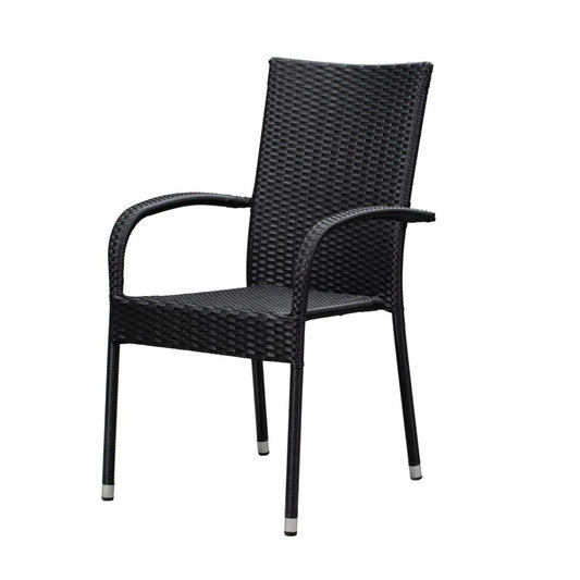 Set of 4 Outdoor Wicker Chairs - Black