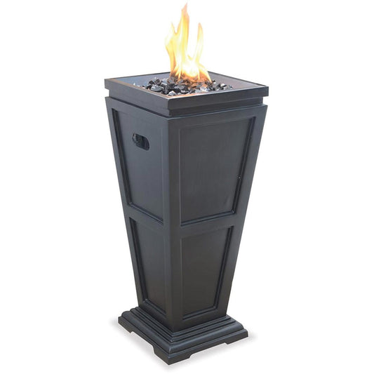 LP Gas Outdoor Fire Column with Black Finish- Large