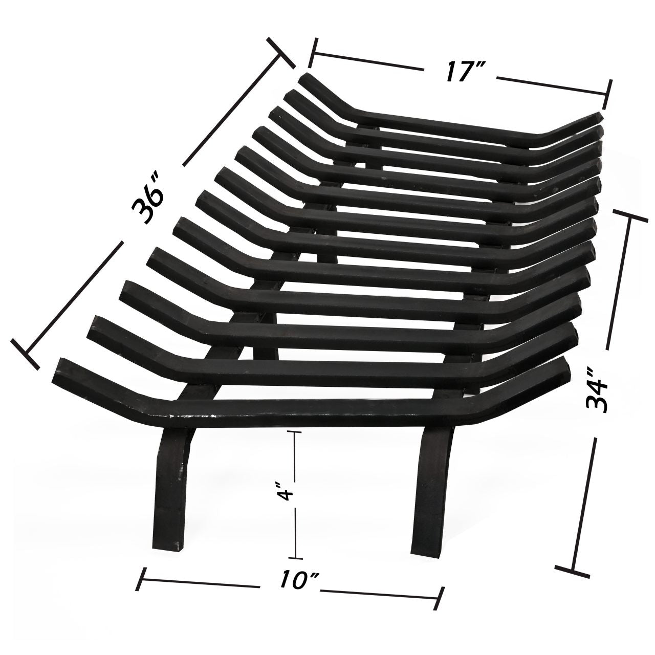 36" Black Lifetime Fireplace Grate - Extra Heavy-Duty