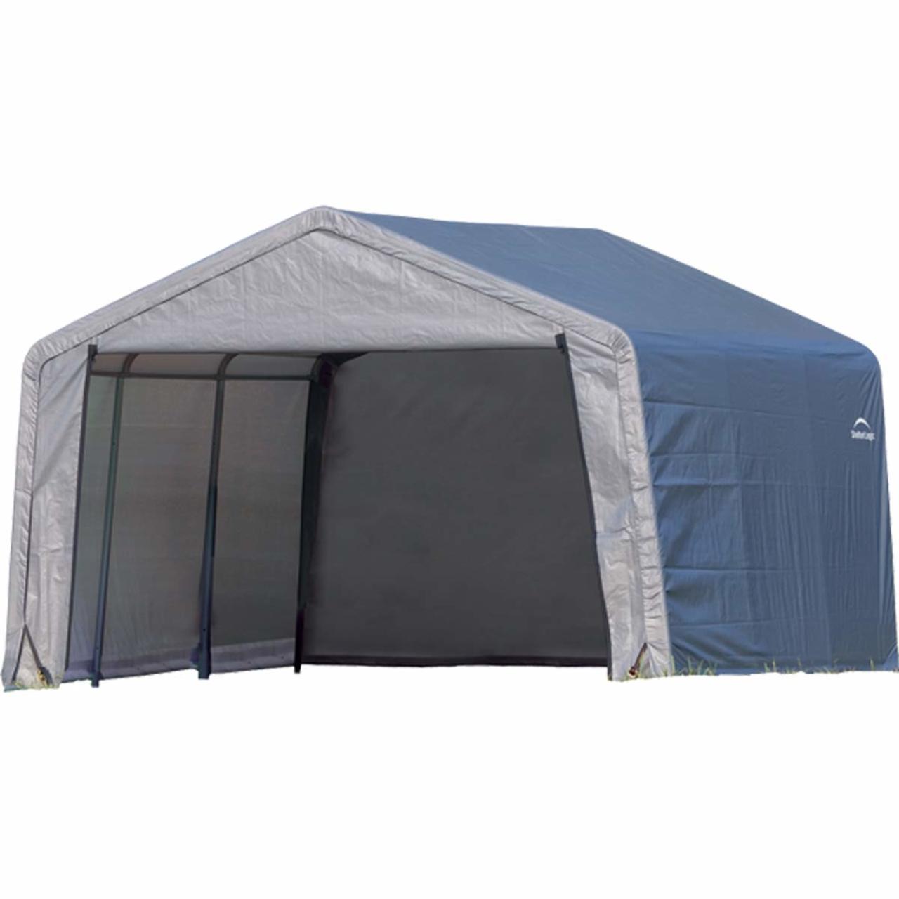ShelterLogic 12' x 12' x 8' Heavy-Duty Storage Shed-in-a-Box in Gray- 70443