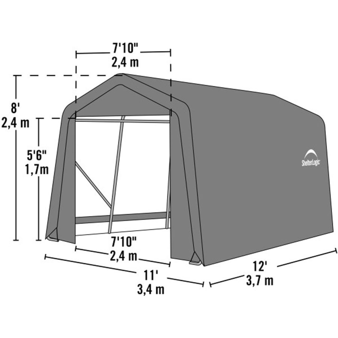 ShelterCoat 10' x  12' Garage With Peak Roof - Gray