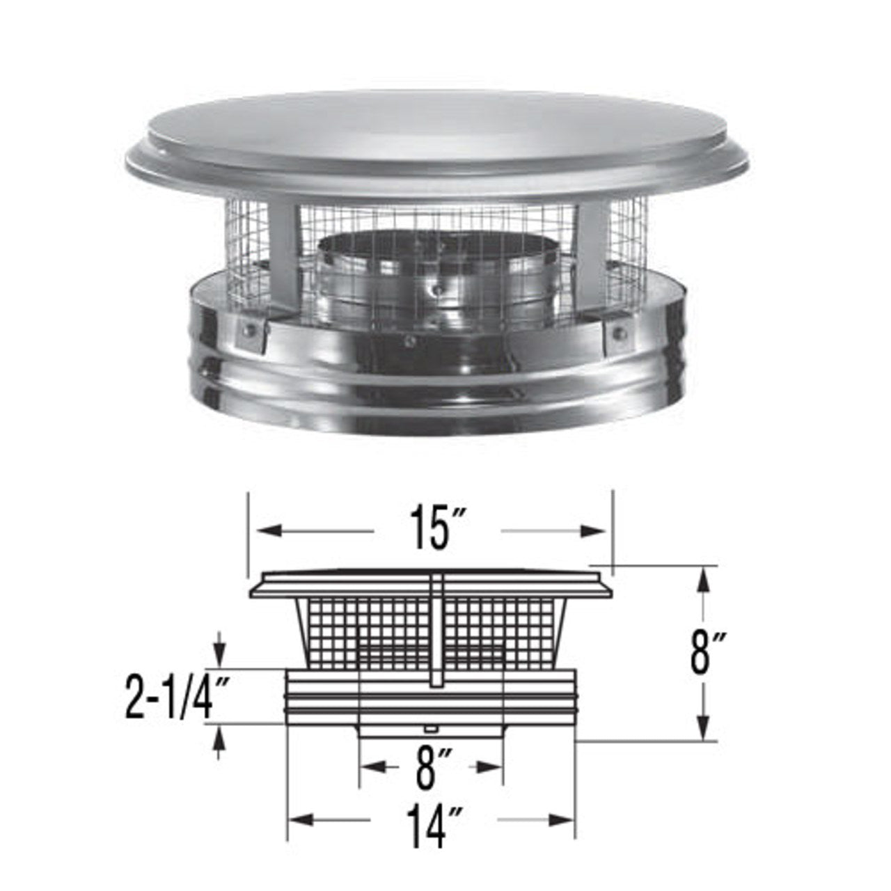 8" DuraPlus Round Chimney Cap - 8DP-VC