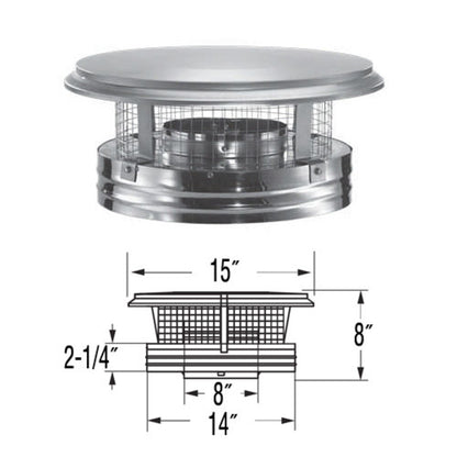 8" DuraPlus Round Chimney Cap - 8DP-VC