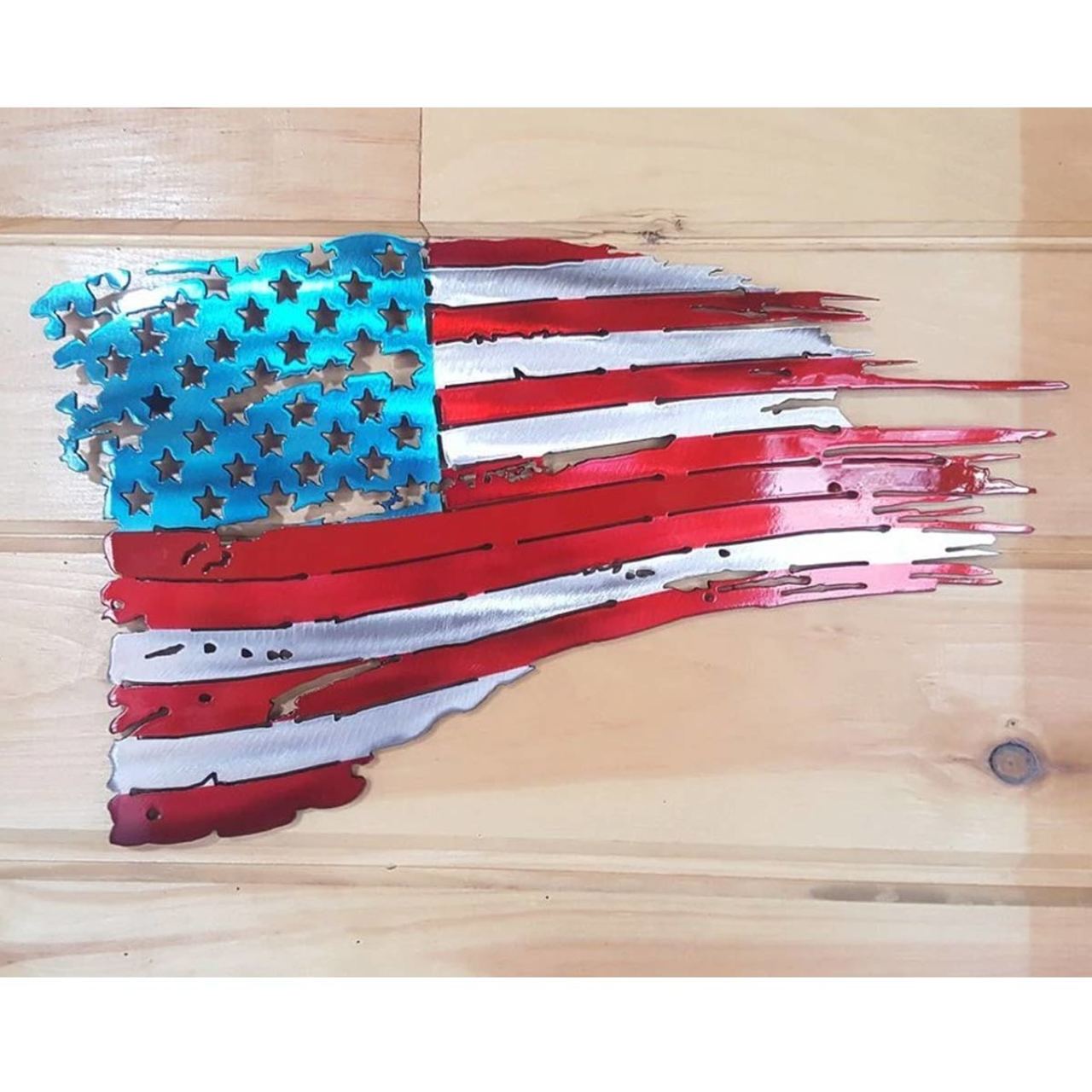 16" Decorative Metal Art - Customizable Tattered Flag