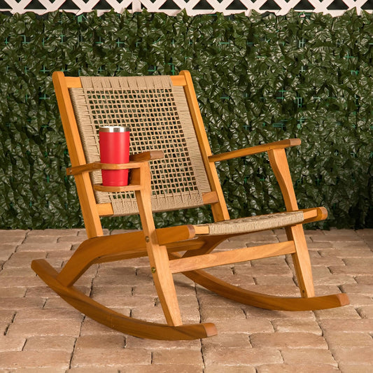Fire Sense Vega Outdoor Rocking Chair with Beverage Holder - 65245