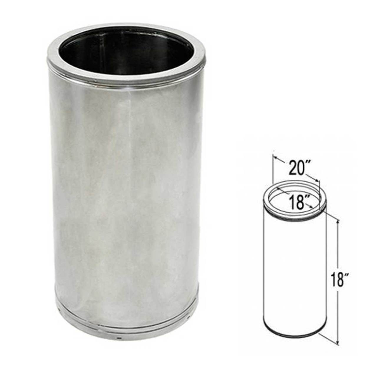18'' x 18'' DuraTech Stainless Steel Chimney Pipe - 18DT-18SS