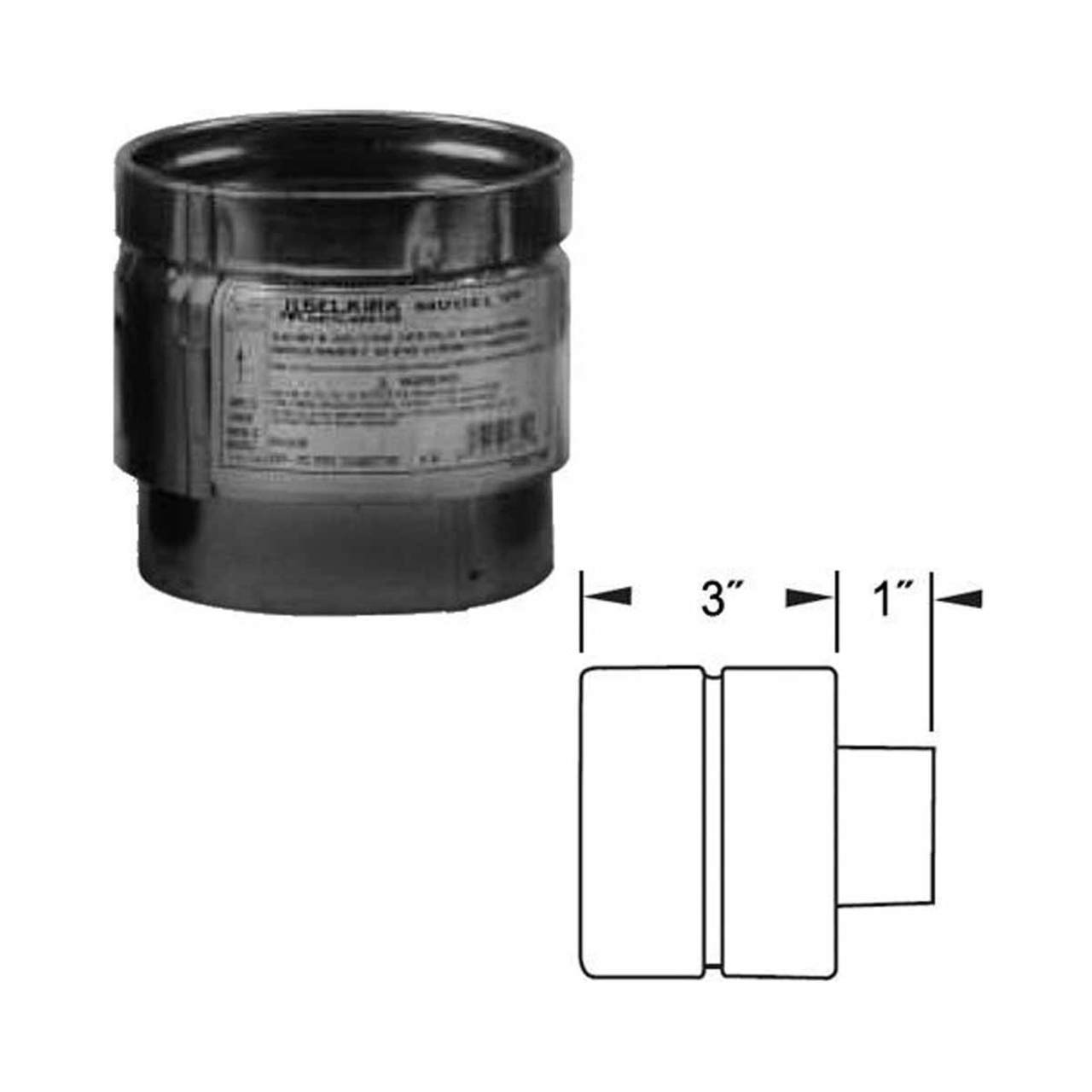 3" Selkirk VP Pellet Vent Pipe Connector - Black - 3VP-PCB