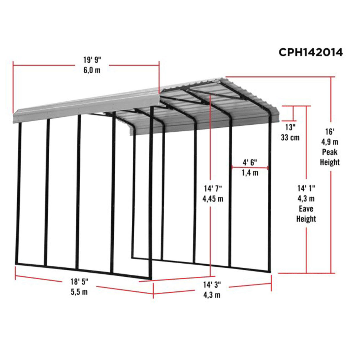 Arrow RV Carport 14 x 20 x 14 Ft. - Eggshell