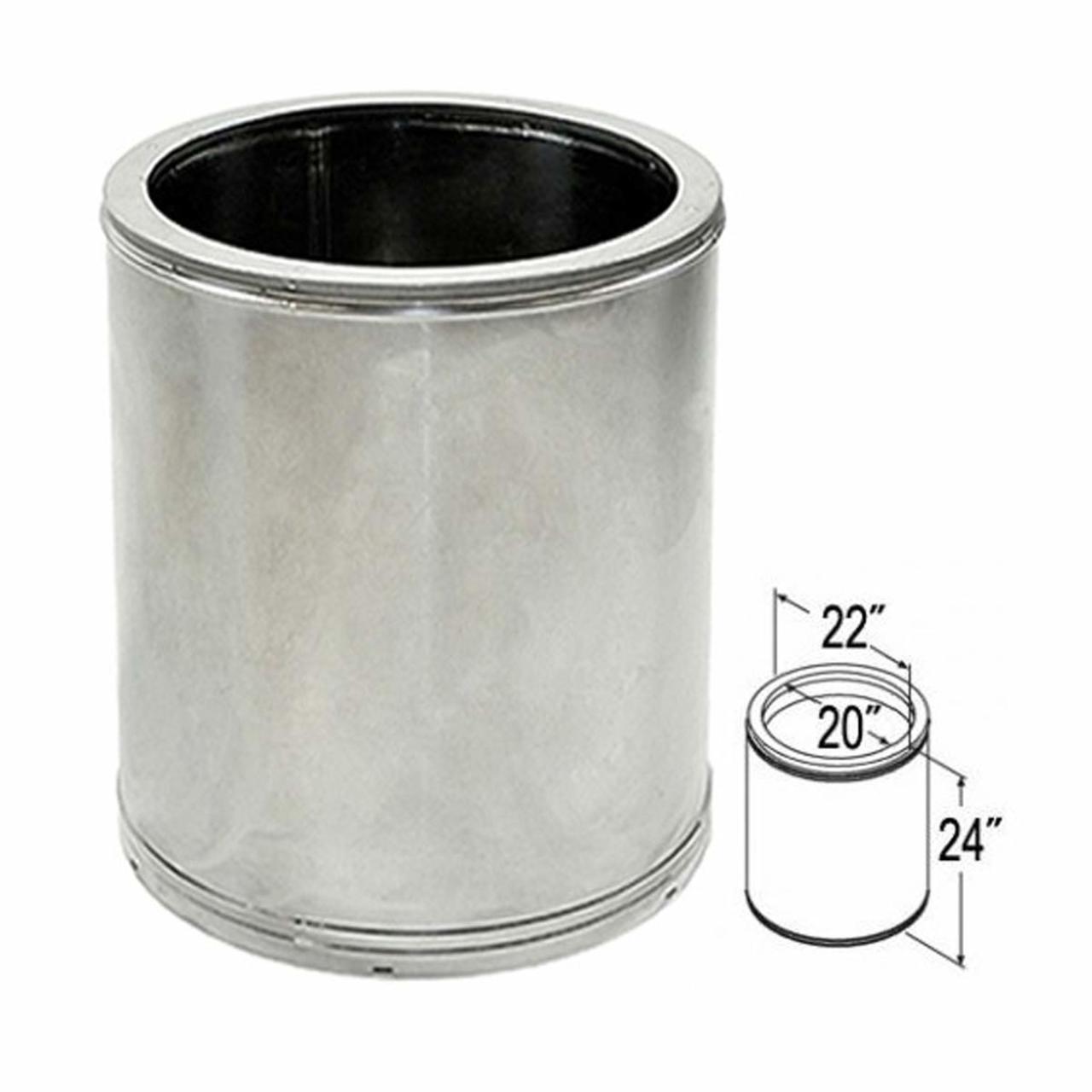 20'' x 24'' DuraTech Stainless Steel Chimney Pipe - 20DT-24SS