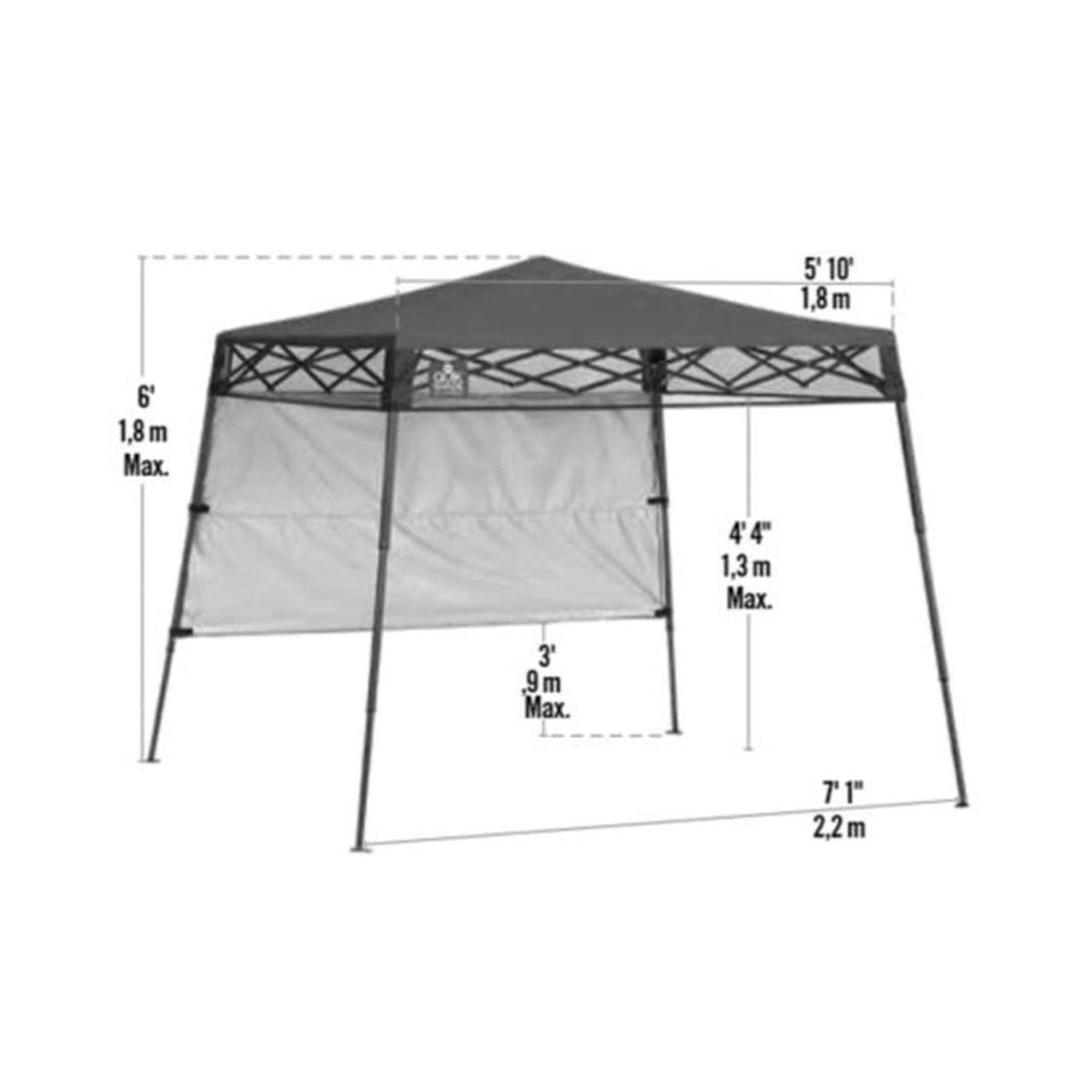 Go Hybrid 6' x 6' Slant Leg Canopy - Charcoal