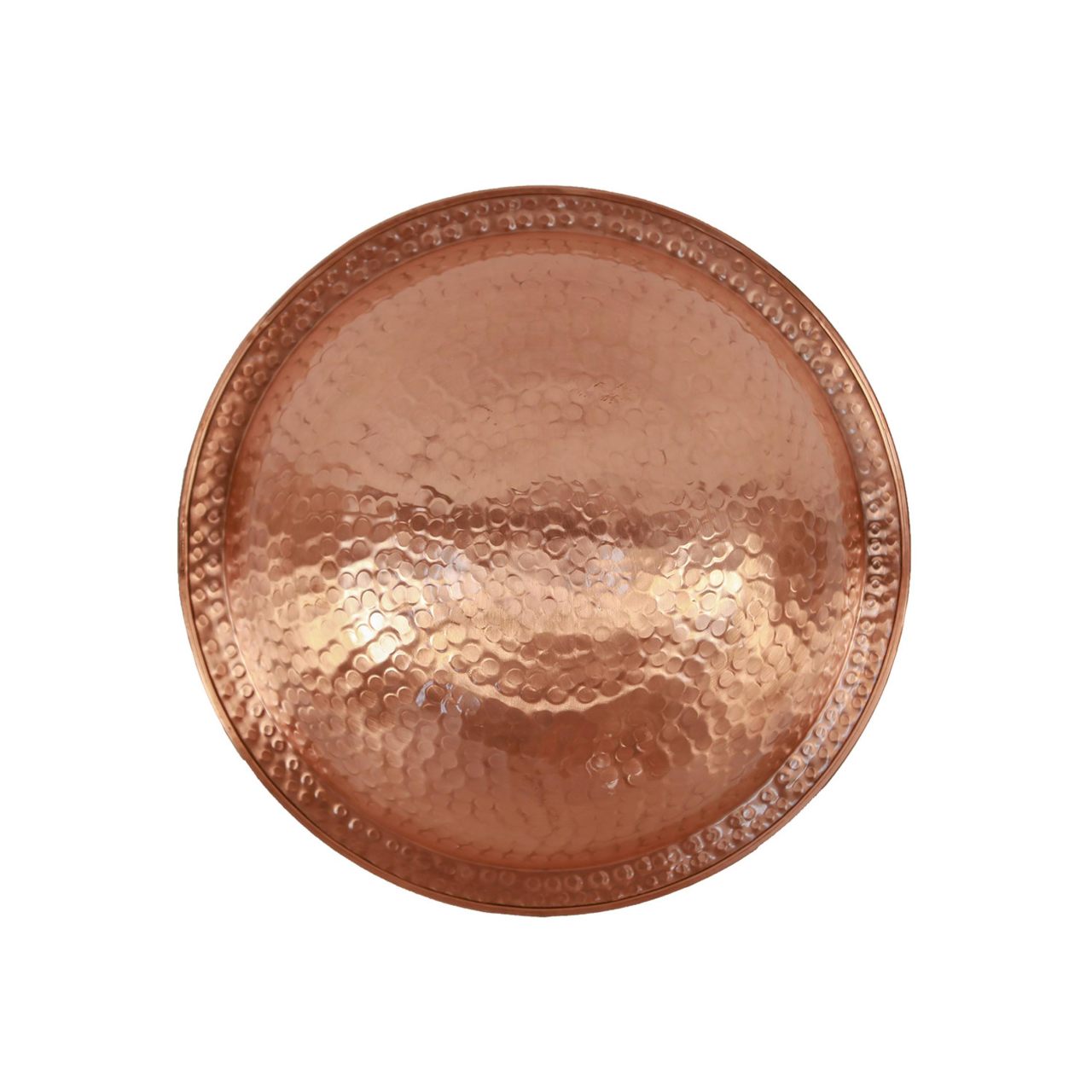 14" Solid Hammered Copper Bowl w/ Rim