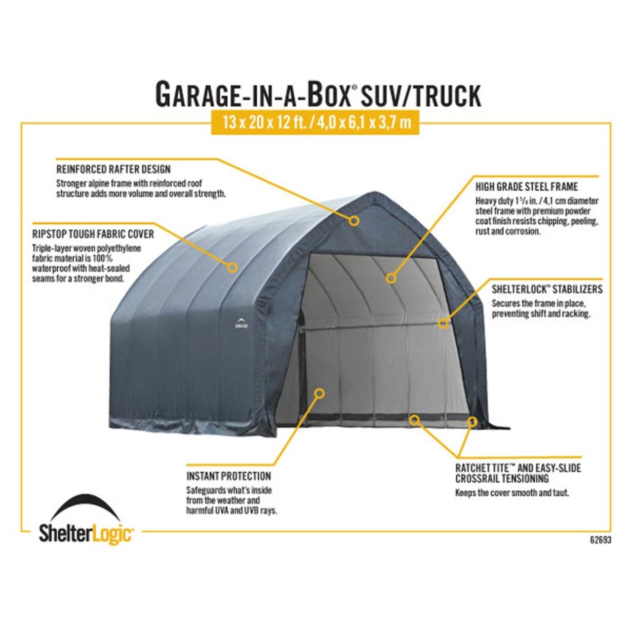 13' x 20' Gray Truck Garage-in-a-Box