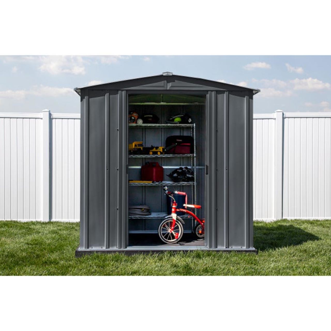 Arrow Classic Steel Storage Shed 6' x 5' -  Charcoal