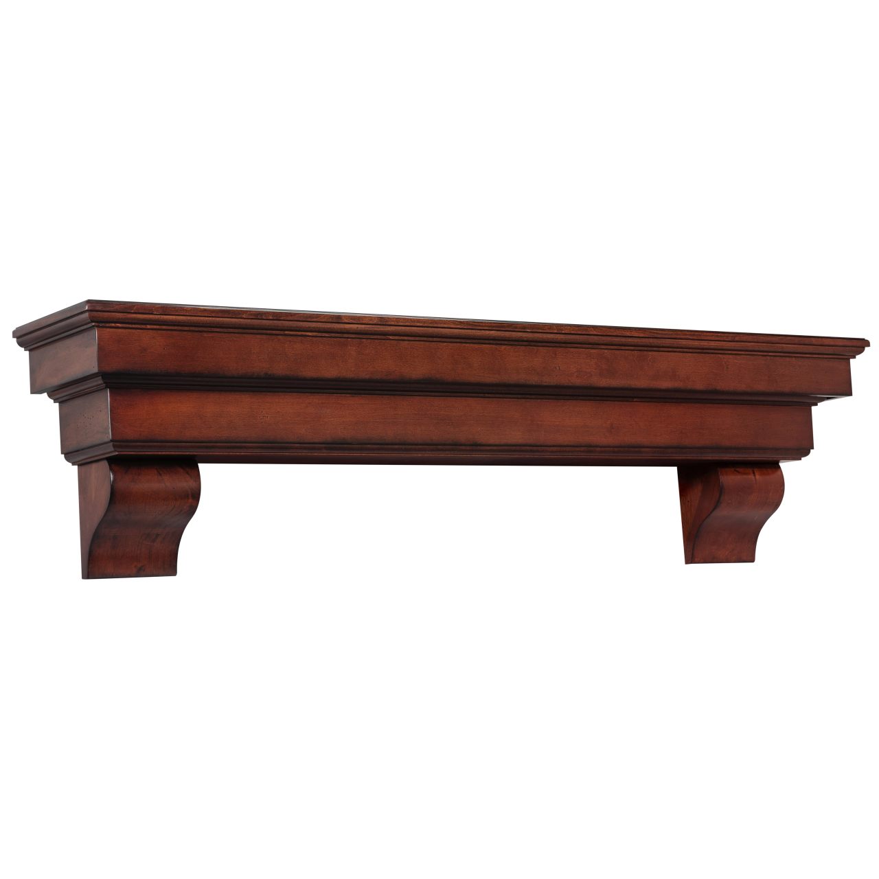 72" Auburn Distressed Cherry Finished Fireplace Shelf by Pearl Mantels