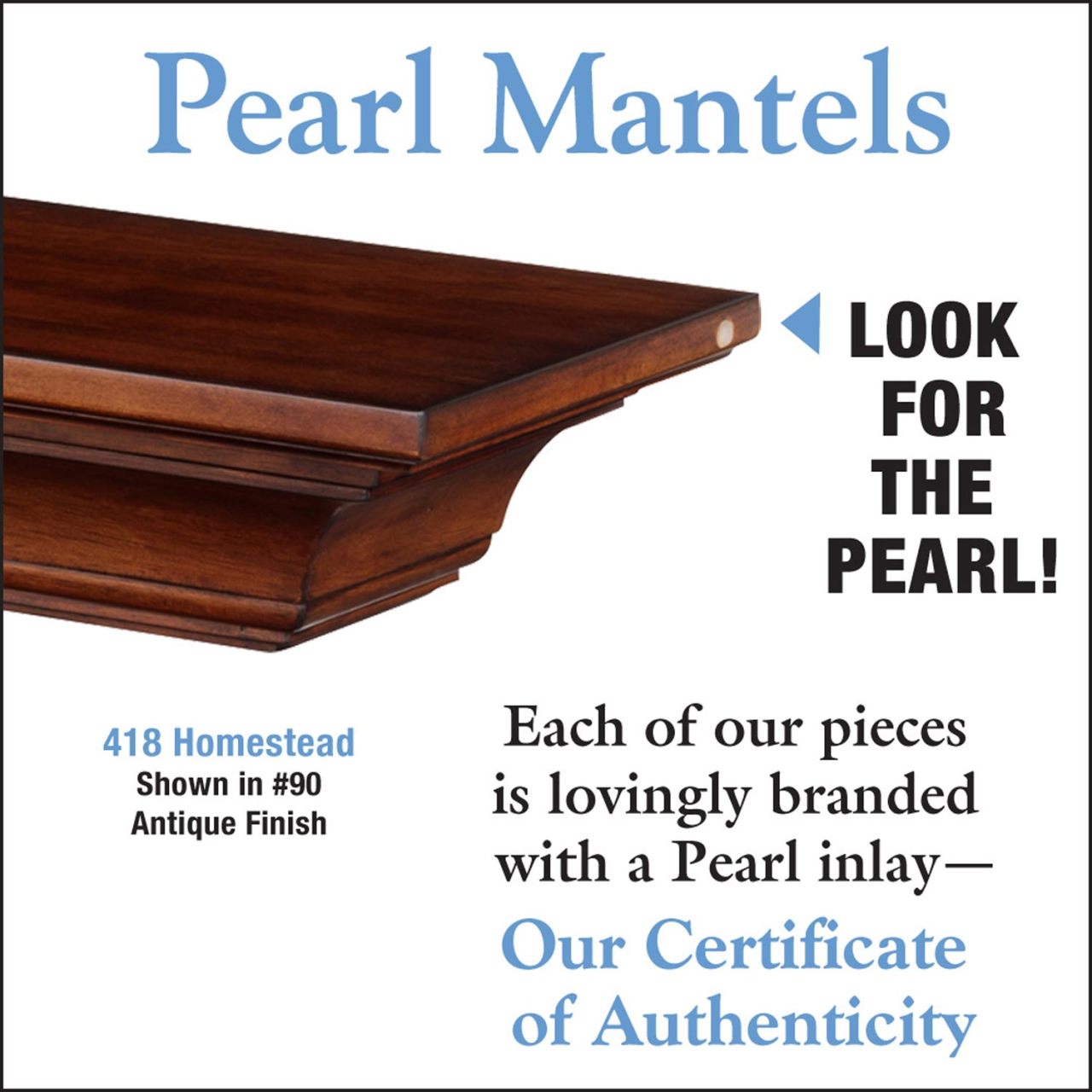 48" Homestead Fireplace Shelf by Pearl Mantels - Antique Finish