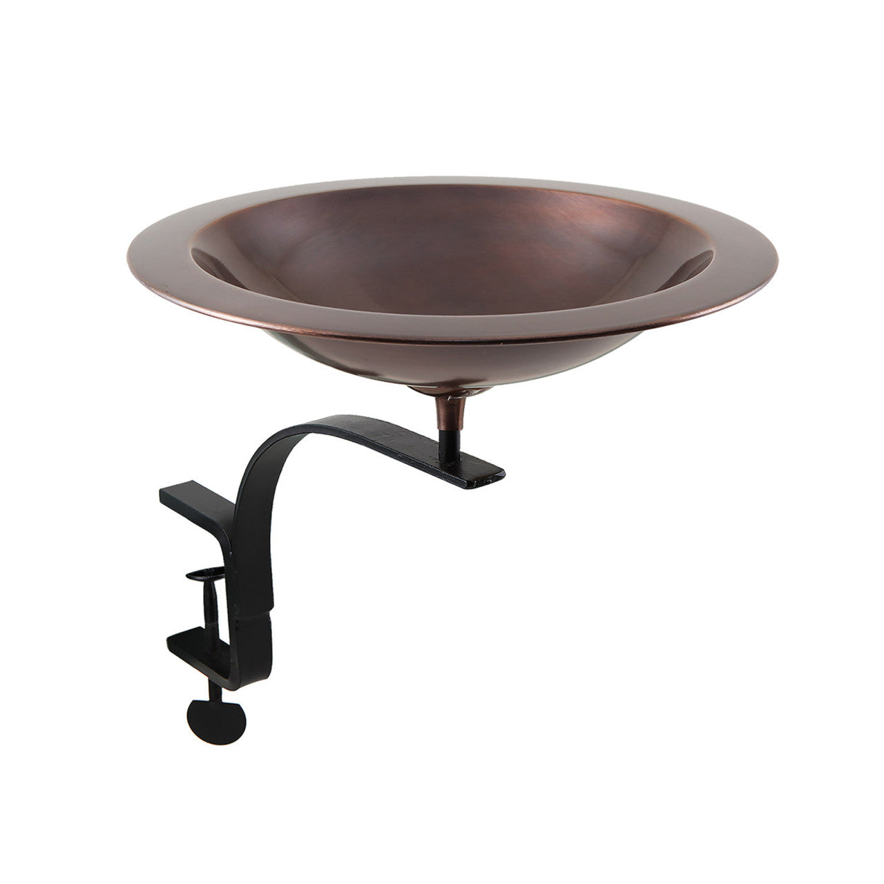 12.75" Classic Birdbath in Brass and Antique Copper  with Rail Mount Bracket