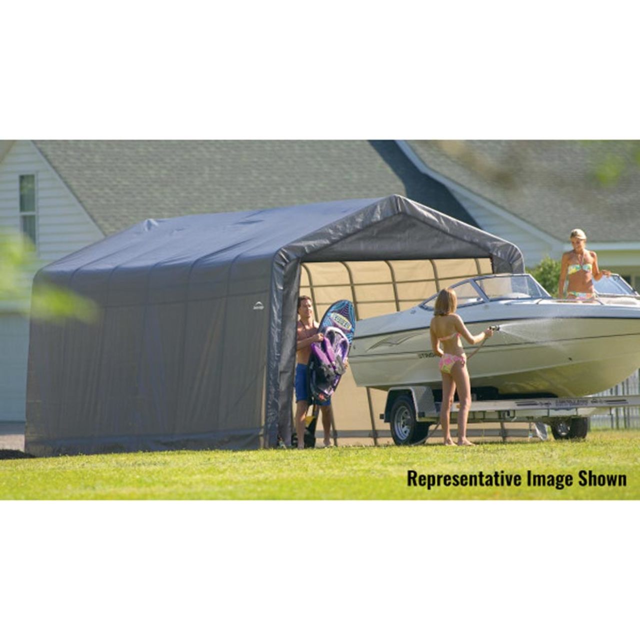 ShelterCoat 13' x 20' Garage With Peak Roof - Gray