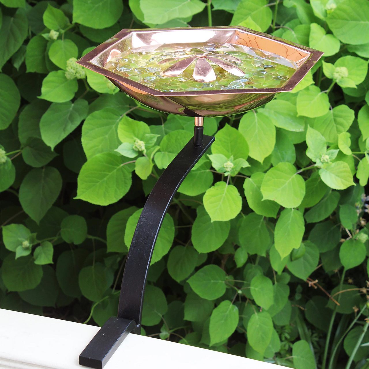 11.5" Copper Bee Fountain & Birdbath with Rail Mount Bracket