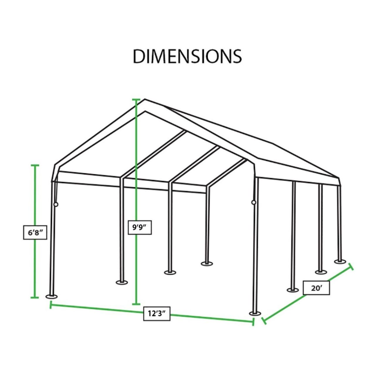 King Canopy  12' x 20' 8-Leg White Universal Canopy