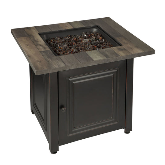 The Burlington - LP Gas Outdoor Fire Pit w/ Printed Resin Mantel - Bronze