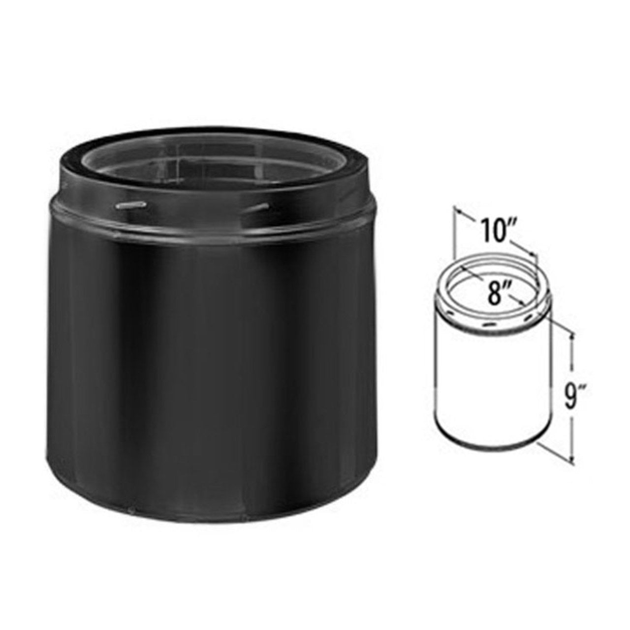8" x 9" DuraTech Black Chimney Pipe - 8DT-09B