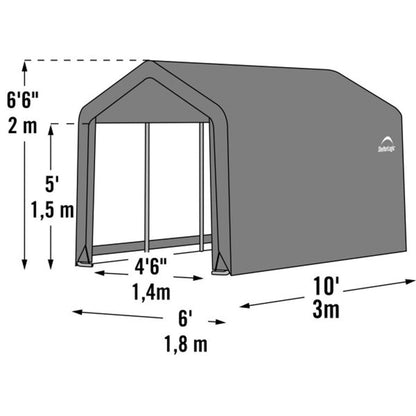 6 x 10 x 6 6" Gray Shed-in-a-Box with Peak Roof