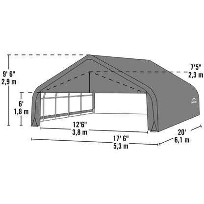 ShelterCoat 18 x 20 Garage With 9.5 Peak Roof - Gray