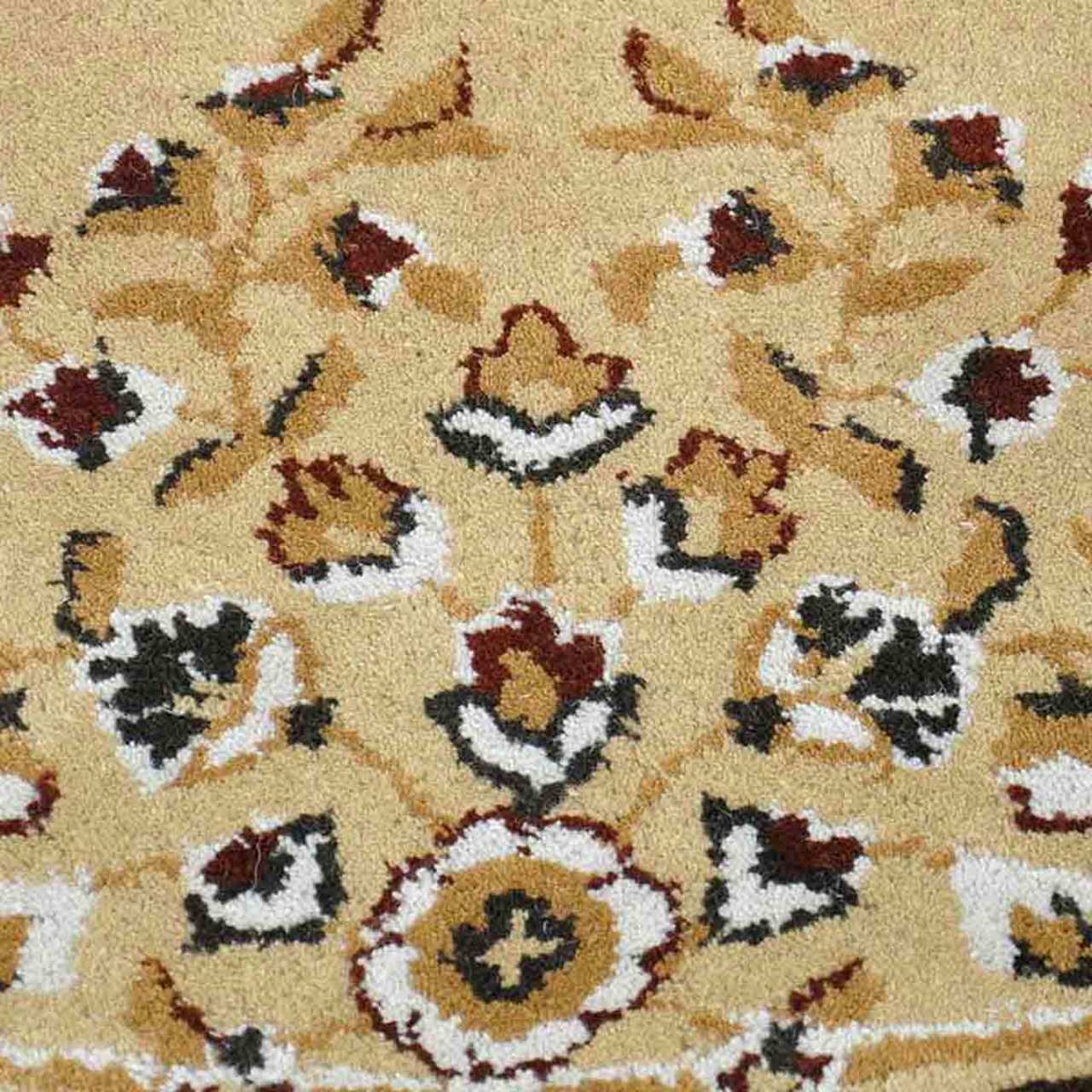 56" Half Round Beige Oriental Fireplace Rug