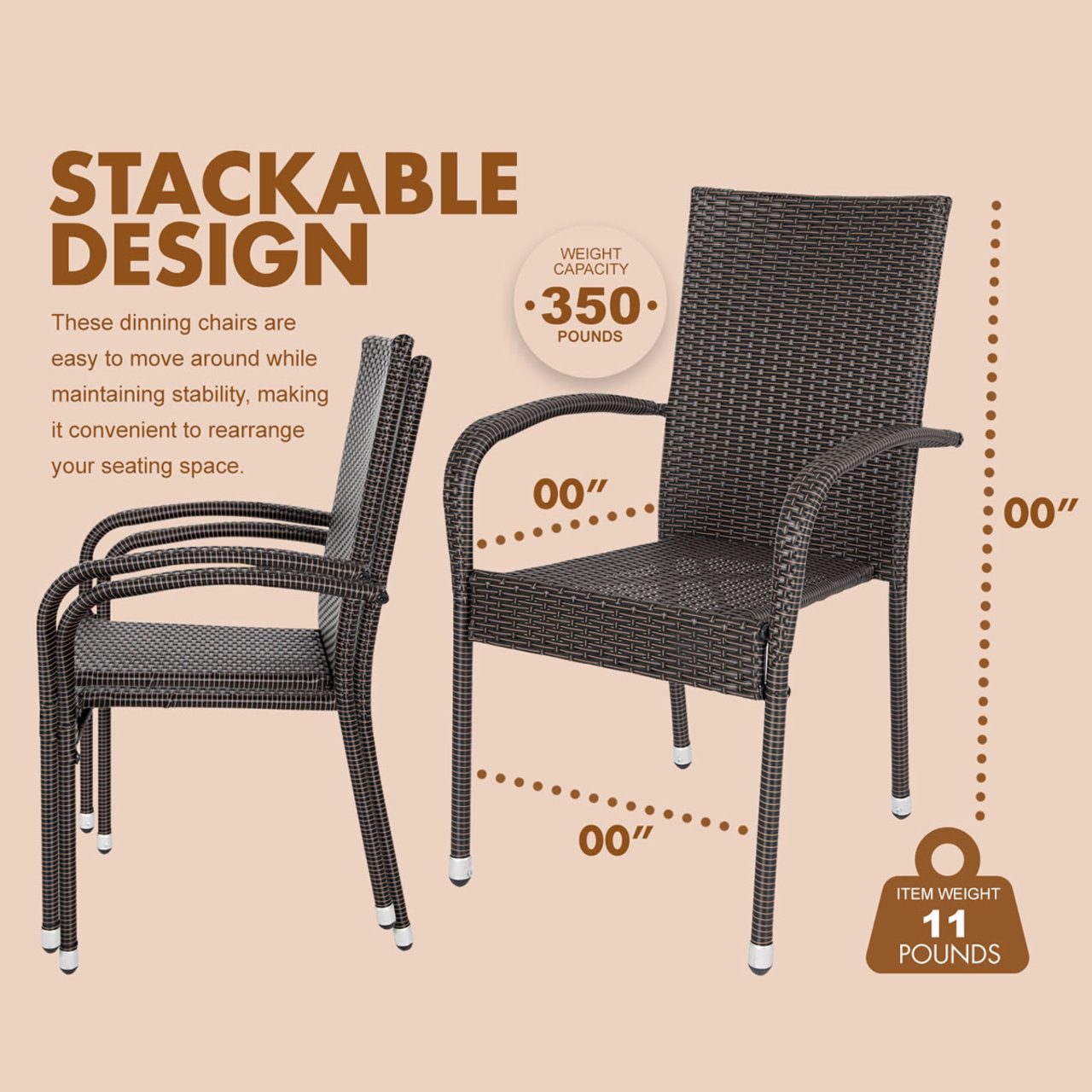 Fire Sense Hialeah Wicker Dining Chair Set of 2 - 65464