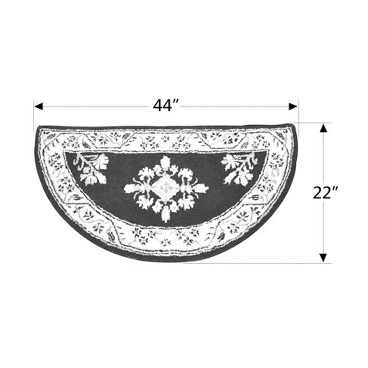 44" Half Round Noir Jardin Fireplace Rug