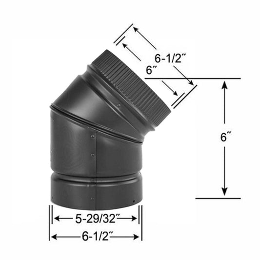 6" DSP Double Wall 45 Degree Elbow - DSP-6E4