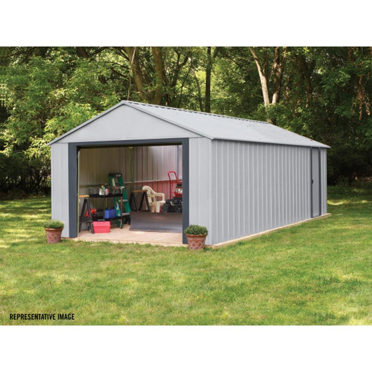 Arrow Murryhill 12' x 17' Steel Storage Garage/Building - Gray